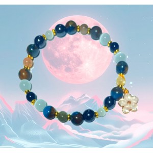 PULSEIRA ANCESTRAL - GAIA COM FLOR (C/ PEDRAS SEMI-PRECIOSAS)